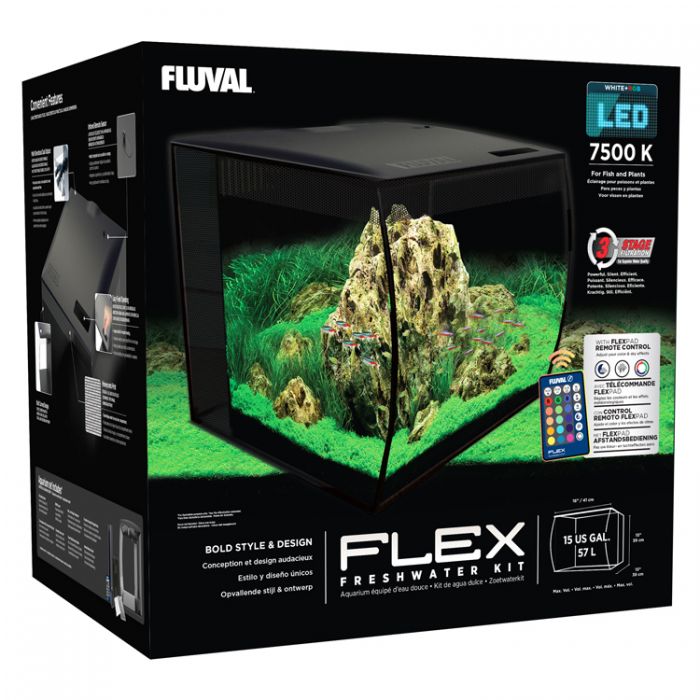 Fluval FLEX 15g Glass Aquarium, Black