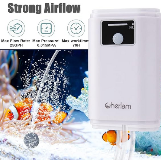 Cherlam Battery Powered Aquarium Air Pump - 1.5W