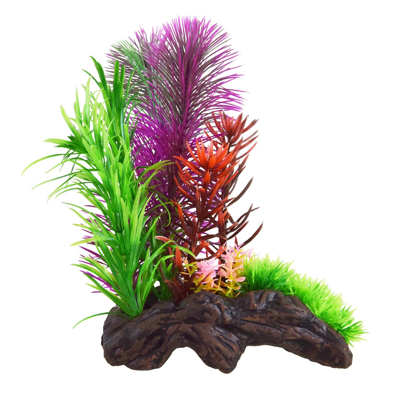 Underwater Treasures Ceramic Driftwood with Plant - C