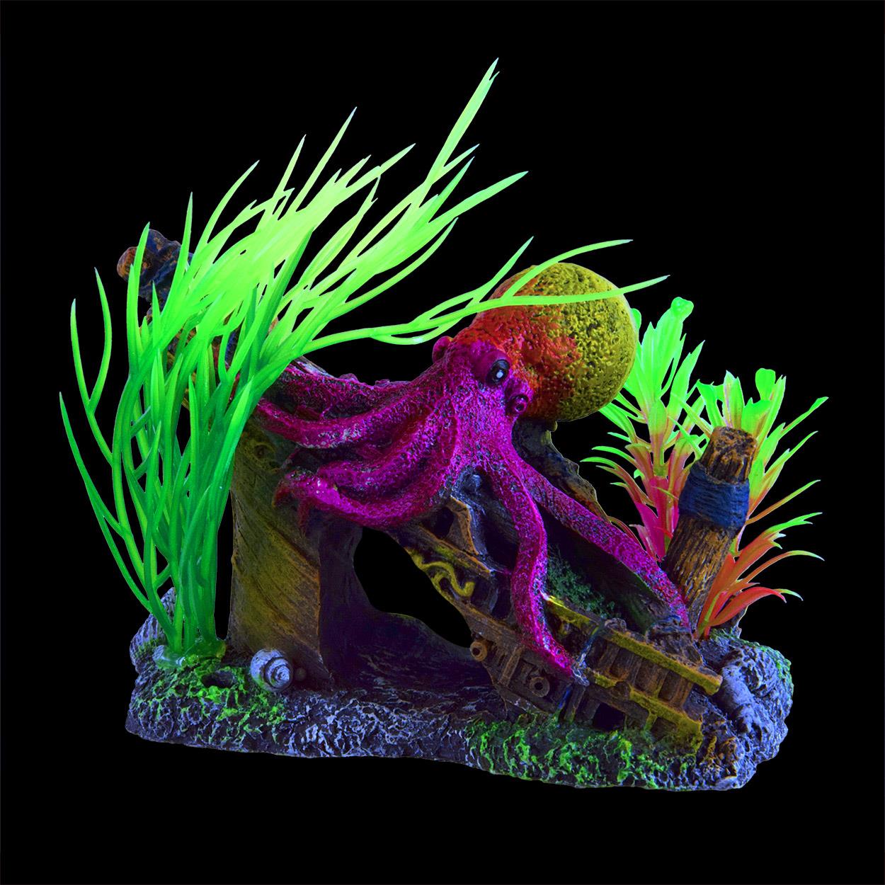 Underwater Treasures Glowing Octopus Wreck Ornament